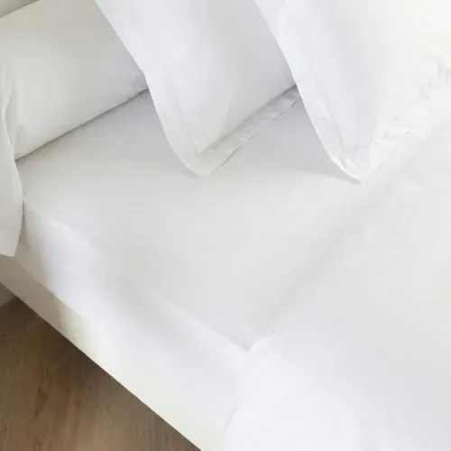 Drap Housse Coton Percale Bonnet 30 Cm Blanc 180x200 Cm