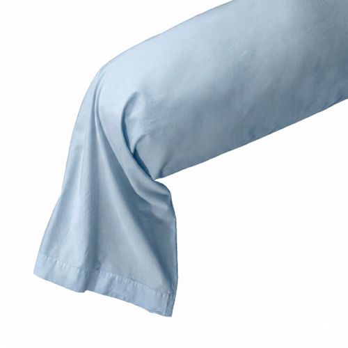 Taie De Traversin Coton Lavé Bleu Ciel 140 Cm