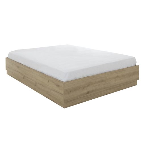 Lit Coffre En Bois Décor Chêne 36 Cm Teddy 140x190 Cm