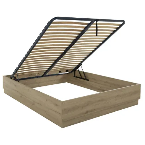 Lit Coffre En Bois Décor Chêne 36 Cm Teddy 140x190 Cm