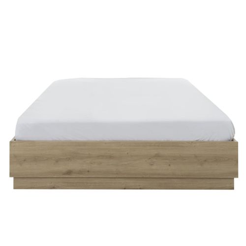 Lit Coffre En Bois Décor Chêne 36 Cm Teddy 140x190 Cm