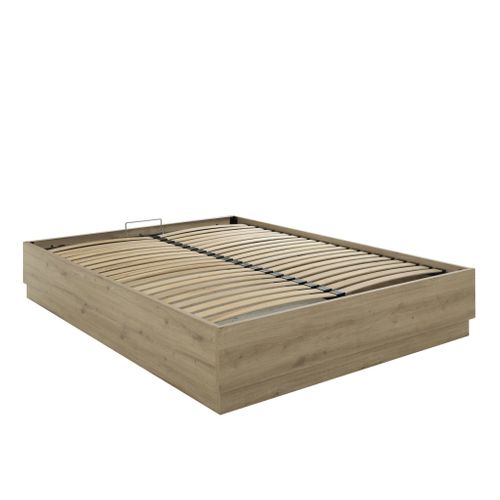 Lit Coffre En Bois Décor Chêne 36 Cm Teddy 140x190 Cm