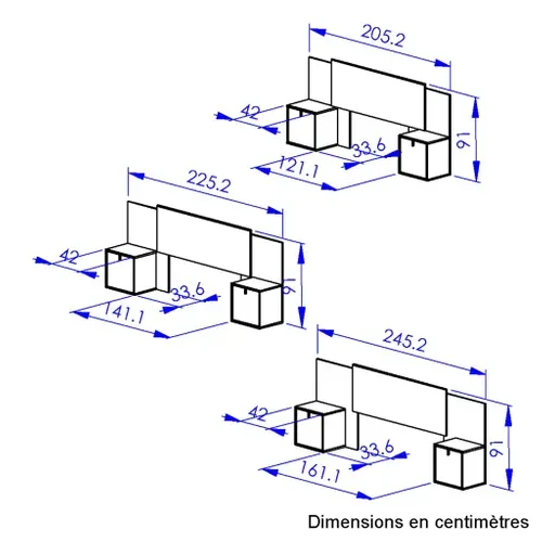 Tête De Lit En Bois Extensible Avec 2 Chevets Alix