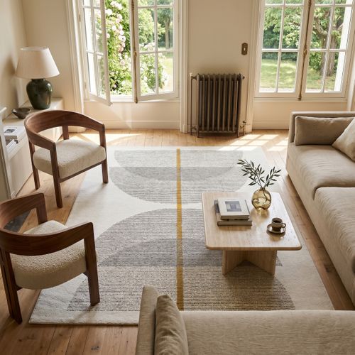 Tapis 160x230 cm VINCE Jaune vue d'ambiance 1