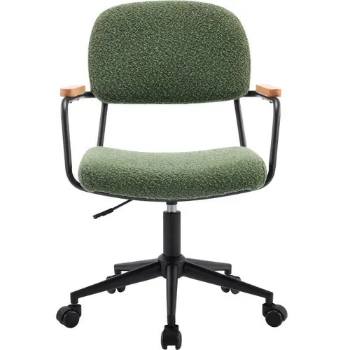 Fauteuil De Bureau Pivotant Et Réglable En Hauteur En Tissu Bouclé Vert - Gianni
