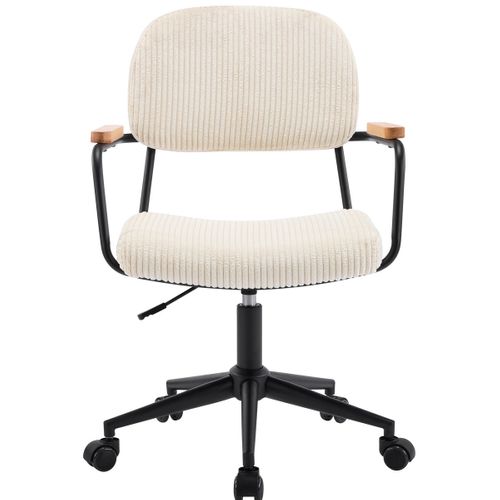 Fauteuil De Bureau Pivotant Et Réglable En Hauteur En Velours Côtelé Beige - Gianni