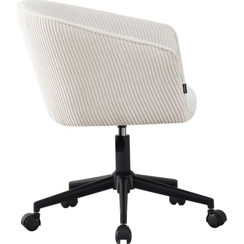 Fauteuil De Bureau Pivotant Et Réglable En Hauteur En Velours Côtelé Beige - Marlo
