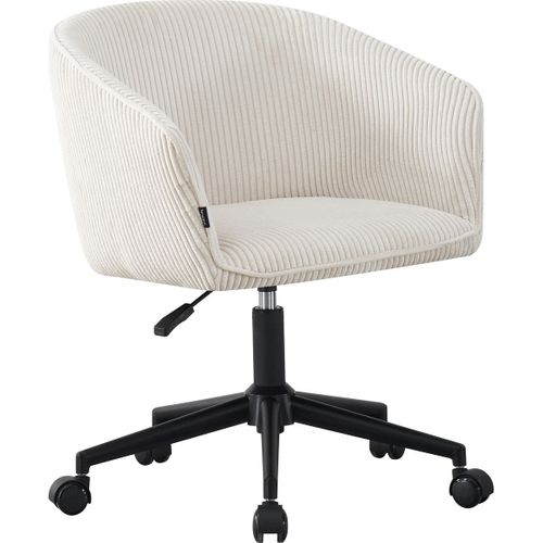 Fauteuil De Bureau Pivotant Et Réglable En Hauteur En Velours Côtelé Beige - Marlo