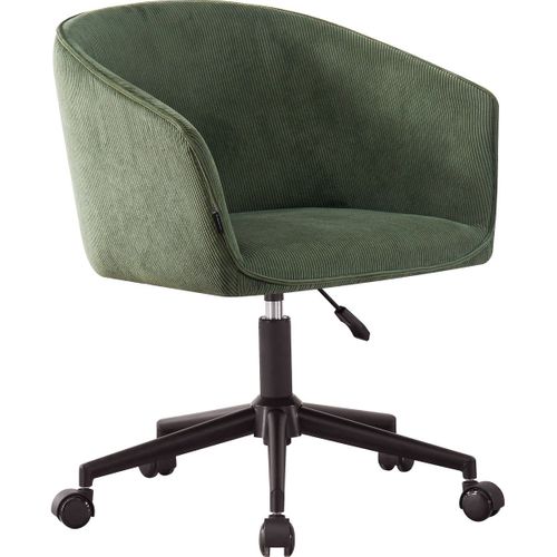Fauteuil De Bureau Pivotant Et Réglable En Hauteur En Velours Côtelé Vert Kaki - Marlo