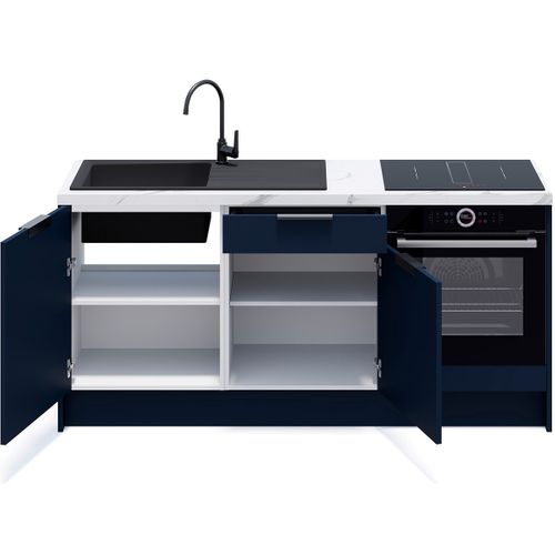 Meubles Bas De Cuisine - L. 185 Cm - Bleu Marine - Luzia