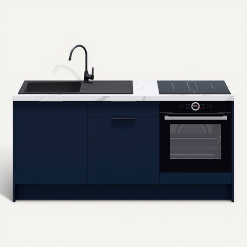 Meubles Bas De Cuisine - L. 185 Cm - Bleu Marine - Luzia