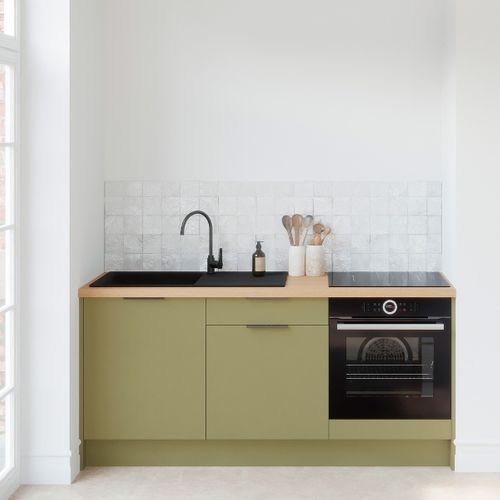 Meubles Bas De Cuisine - L. 185 Cm - Vert Olive - Luzia
