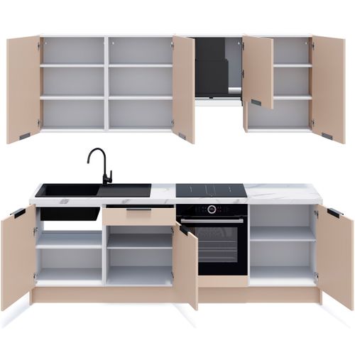 Ensemble De 8 Meubles De Cuisine - L. 245 Cm - Beige Cachemire - Luzia