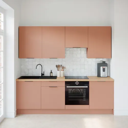 Ensemble De 8 Meubles De Cuisine - L. 245 Cm - Abricot - Luzia