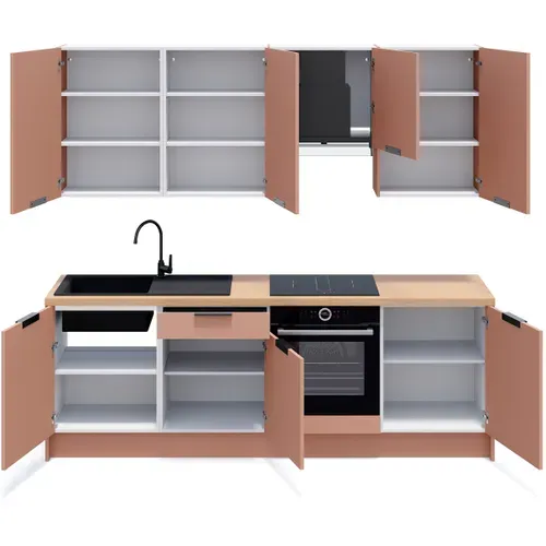 Ensemble De 8 Meubles De Cuisine - L. 245 Cm - Abricot - Luzia