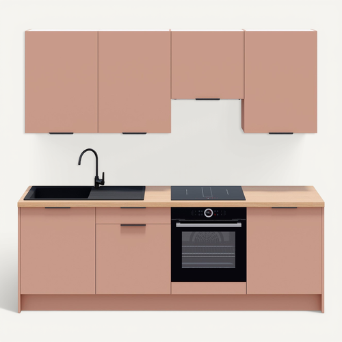 Ensemble De 8 Meubles De Cuisine - L. 245 Cm - Abricot - Luzia