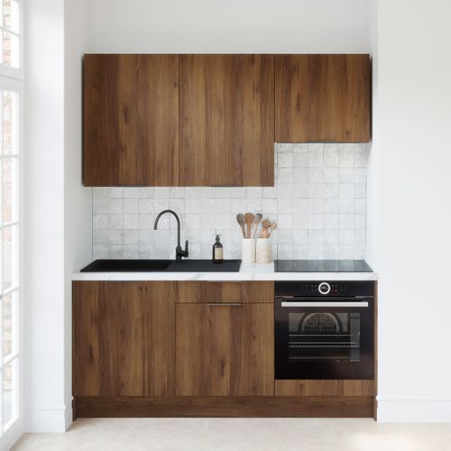 Ensemble De 6 Meubles De Cuisine - L. 185 Cm - Noyer Brun - Sierra