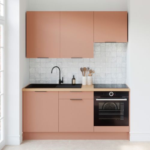 Ensemble De 6 Meubles De Cuisine - L. 185 Cm - Abricot - Luzia