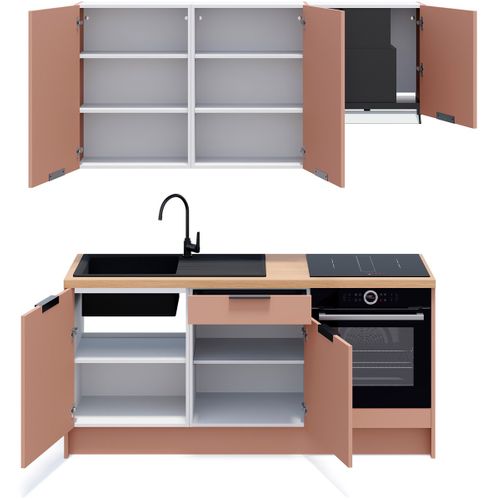 Ensemble De 6 Meubles De Cuisine - L. 185 Cm - Abricot - Luzia