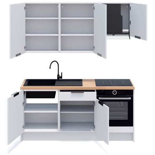 Ensemble De 6 Meubles De Cuisine - L. 185 Cm - Blanc - Luzia