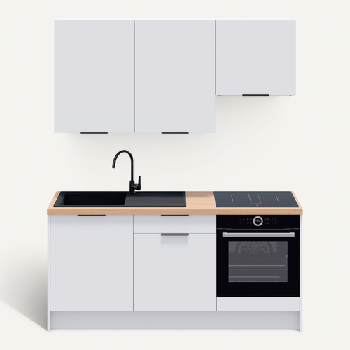Ensemble De 6 Meubles De Cuisine - L. 185 Cm - Blanc - Luzia