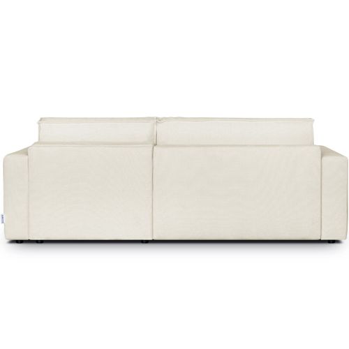 Canapé D'angle à Droite Convertible 3 Places En Tissu Chenille Beige - Asti