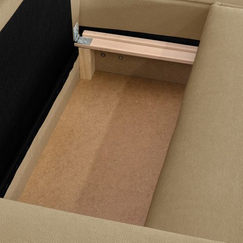 Canapé D'angle à Droite Convertible 3 Places En Tissu Chenille Miel - Asti