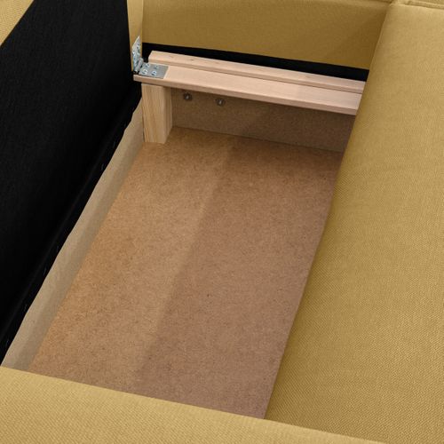 Canapé D'angle à Droite Convertible 3 Places En Tissu Chenille Jaune Moutarde - Asti