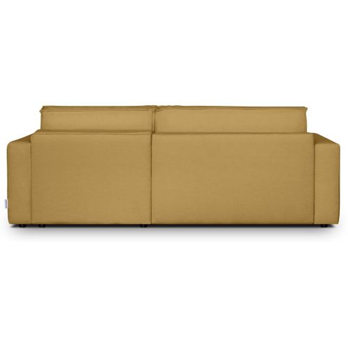 Canapé D'angle à Droite Convertible 3 Places En Tissu Chenille Jaune Moutarde - Asti