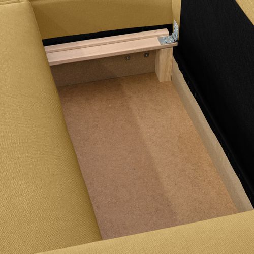 Canapé D'angle à Gauche Convertible 3 Places En Tissu Chenille Jaune Moutarde - Asti