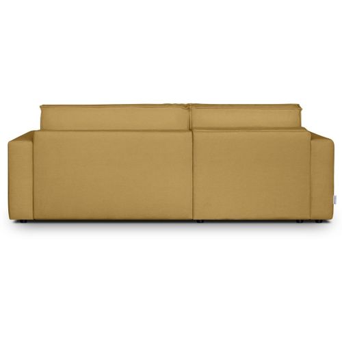 Canapé D'angle à Gauche Convertible 3 Places En Tissu Chenille Jaune Moutarde - Asti