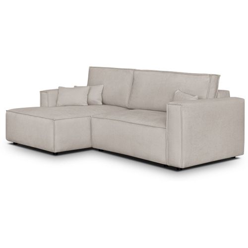 Canapé D'angle à Gauche Convertible 3 Places En Tissu Chenille Taupe - Asti