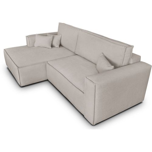 Canapé D'angle à Gauche Convertible 3 Places En Tissu Chenille Taupe - Asti