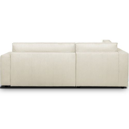 Canapé D'angle Ouvert à Gauche Convertible 3 Places En Velours Côtelé Beige - Emma