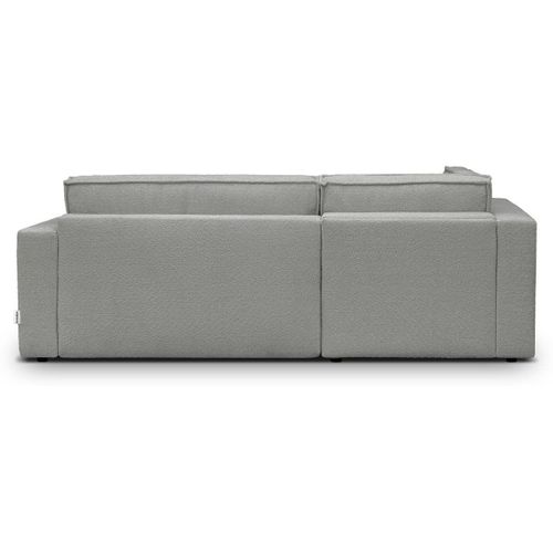 Canapé D'angle Ouvert à Gauche Convertible 3 Places En Tissu Bouclé Gris Clair - Emma