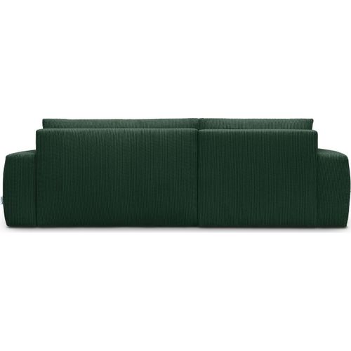 Canapé D'angle Gauche Convertible 3 Places En Velours Côtelé Vert - Sonny