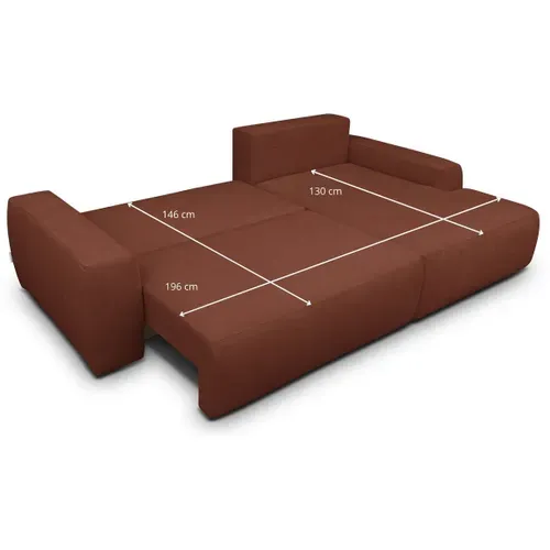 Canapé D'angle Droit Convertible 3 Places En Tissu Chenille Rouille Foncé - Sonny