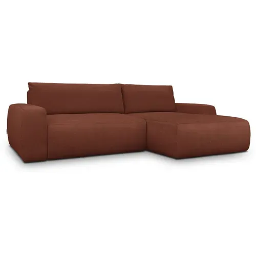 Canapé D'angle Droit Convertible 3 Places En Tissu Chenille Rouille Foncé - Sonny