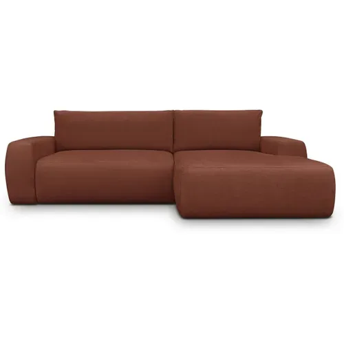 Canapé D'angle Droit Convertible 3 Places En Tissu Chenille Rouille Foncé - Sonny