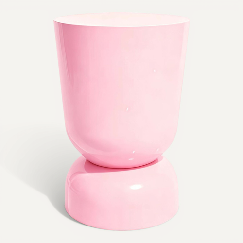 Bout De Canapé En Résine Rose Pâle Brillant D.32 Cm - Tilda