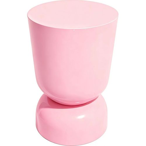 Bout De Canapé En Résine Rose Pâle Brillant D.32 Cm - Tilda