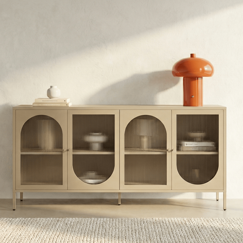 Buffet 4 Portes En Métal Beige 160 Cm - Ysia