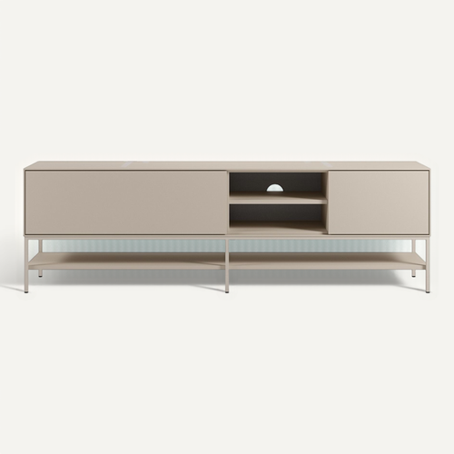 Meuble TV 2 Portes 2 Niches Beige 180 Cm - Zara