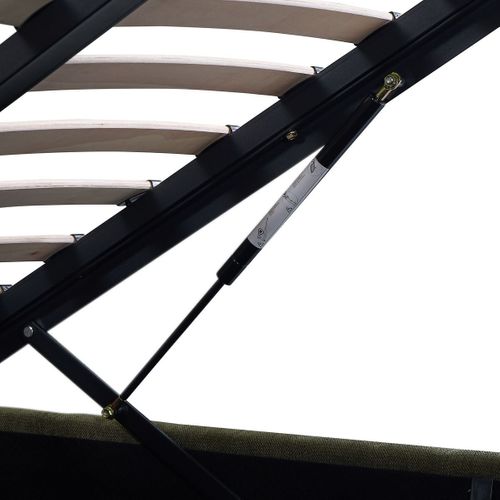 Lit Coffre Adulte 180x200 Cm Avec Tête De Lit Capitonnée En Tissu Chenille Vert Kaki - Alto