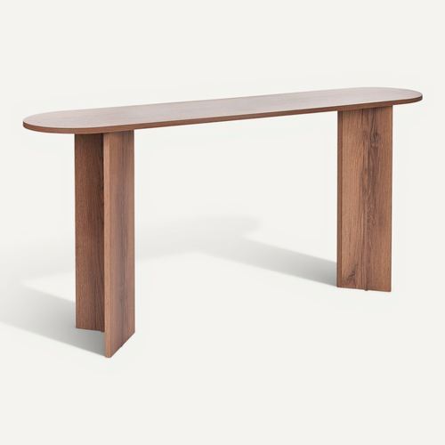 Console Ovale Effet Noyer Foncé 150 Cm - Malva