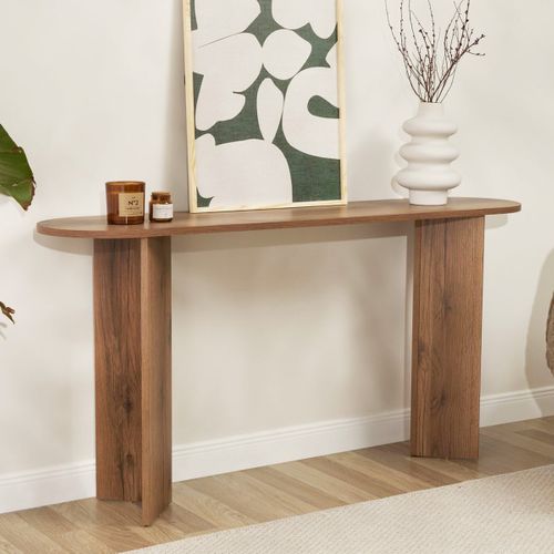 Console Ovale Effet Noyer Foncé 150 Cm - Malva