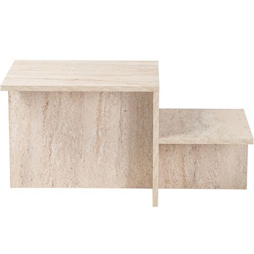 Table Basse Rectangulaire 2 Niveaux Effet Travertin 80 Cm - Calys