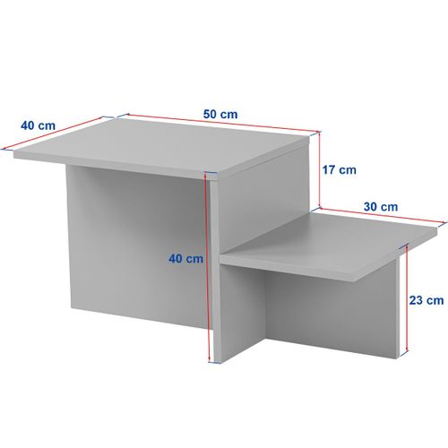 Table Basse Rectangulaire 2 Niveaux Effet Travertin 80 Cm - Calys