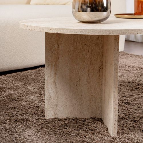 Table Basse Ovale Effet Travertin 119 Cm - Orane