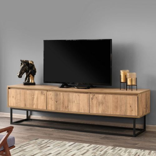 Meuble TV 3 Tiroirs Effet Bois 180 Cm - Breno